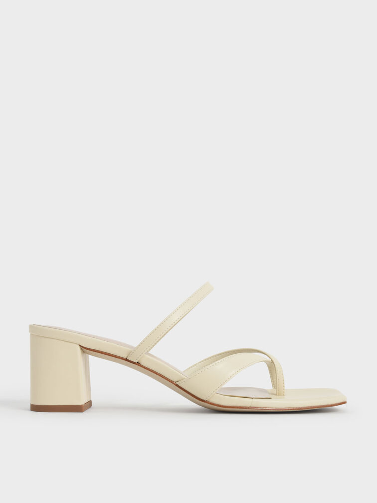 Block Heel Toe Loop Sandals, Chalk, hi-res