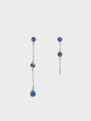 Blue Sodalite Mismatched Drop Earrings, Silver, hi-res