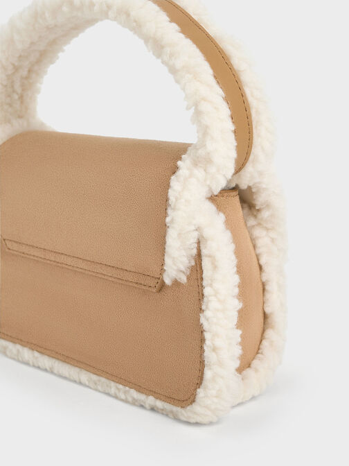 Mini Cassiopeia Fur-Trim Bag, Camel, hi-res