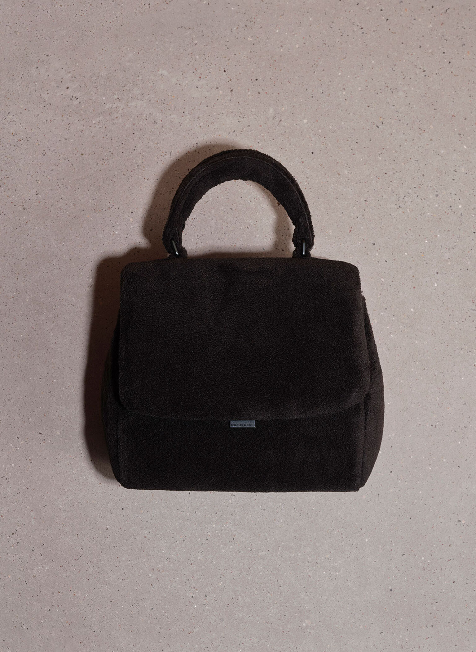 Loey Textured Top Handle Bag, Jet Black, hi-res