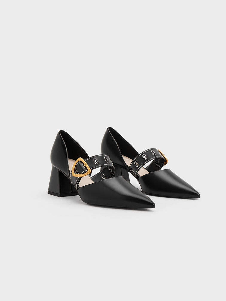 Zapatos D'Orsay Sepphe con tacón trapezoidal, Negro, hi-res