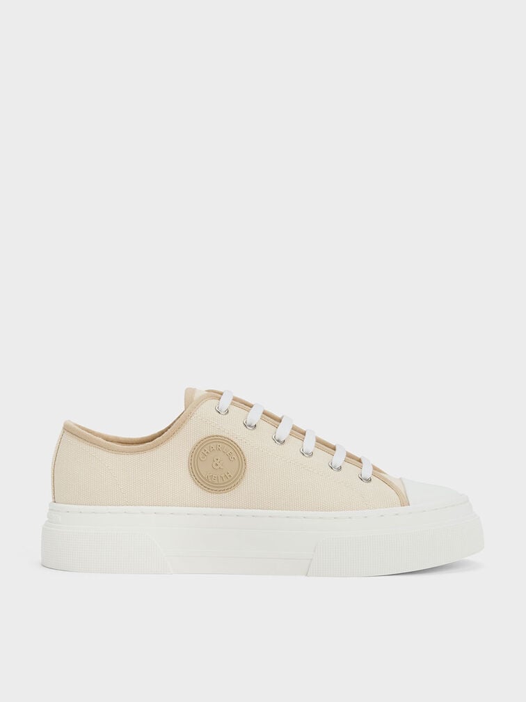 Kay Canvas Low-Top Sneakers, Taupe, hi-res