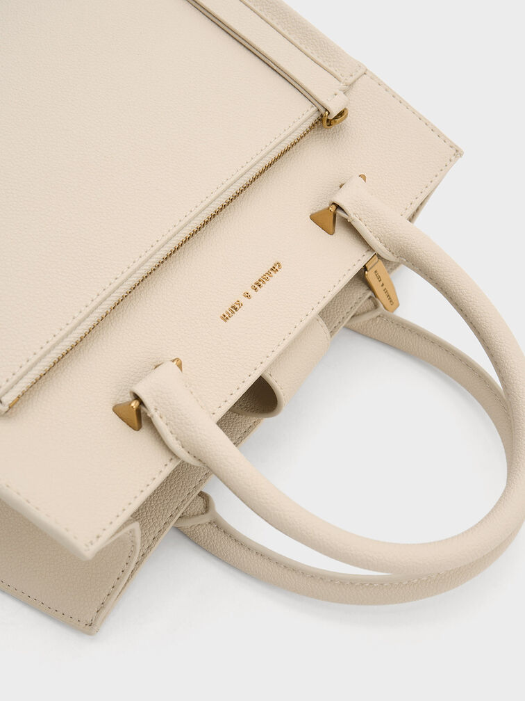 Bolso tote estructurado Arwen, Beige, hi-res