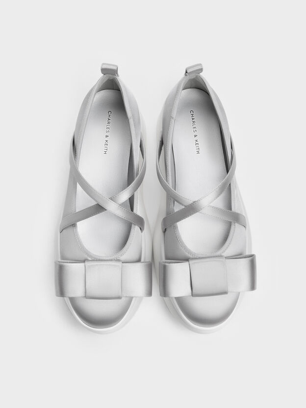 Brantley Bow Platform Mary Janes, Grey, hi-res