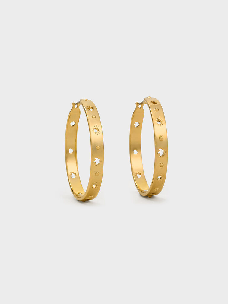 Leonora Hoop Earrings, Gold, hi-res