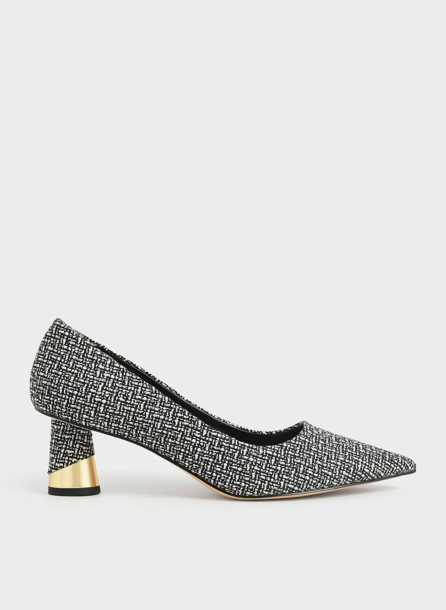 Metallic Sculptural Heel Tweed Pumps, Multi, hi-res
