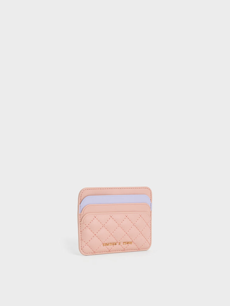 Quilted Multi-Slot Card Holder, Pink, hi-res