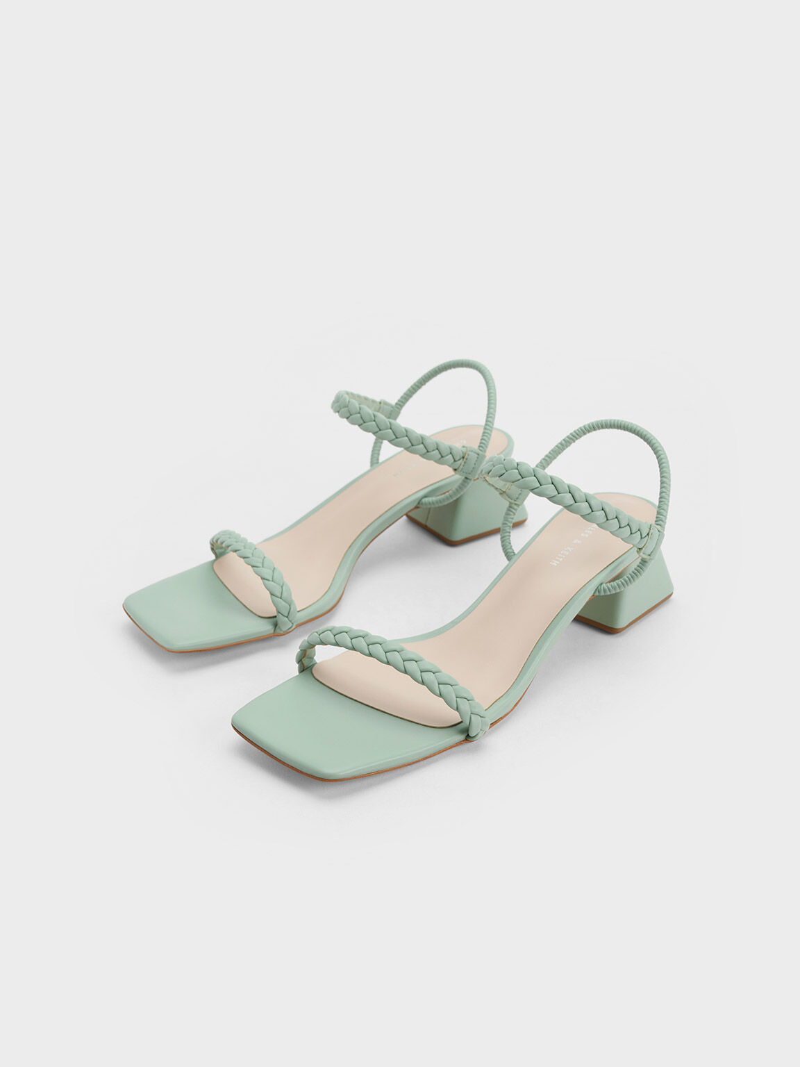 Braided Back Strap Sandals, Mint Green, hi-res