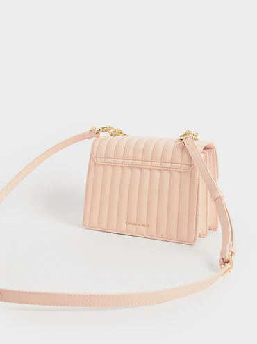 Brielle Panelled Chain Handle Bag, Light Pink, hi-res
