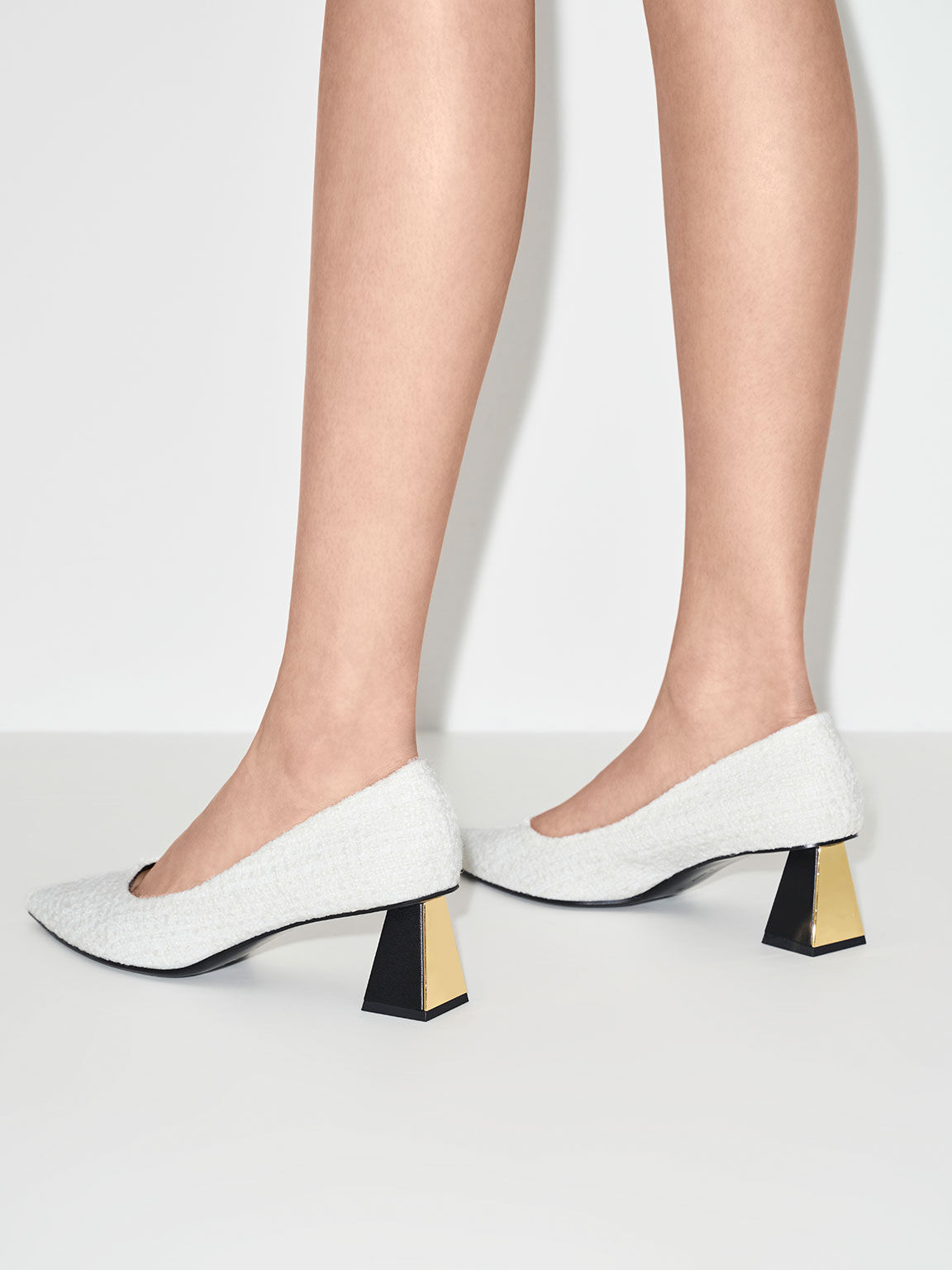 White kitten heel discount pumps