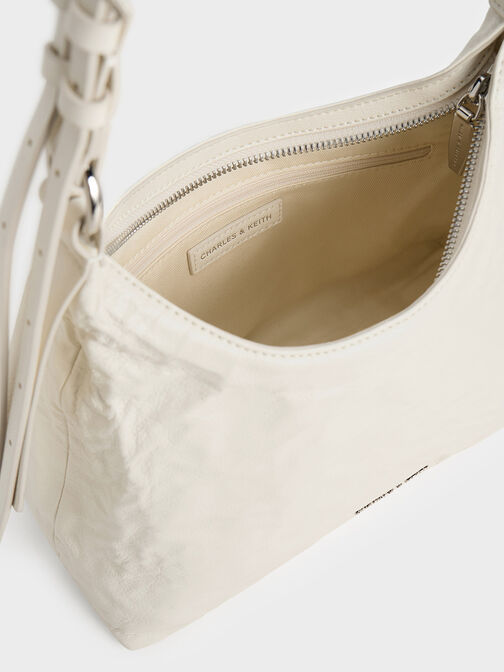 Lark Crinkle-Effect Hobo Bag, Cream, hi-res