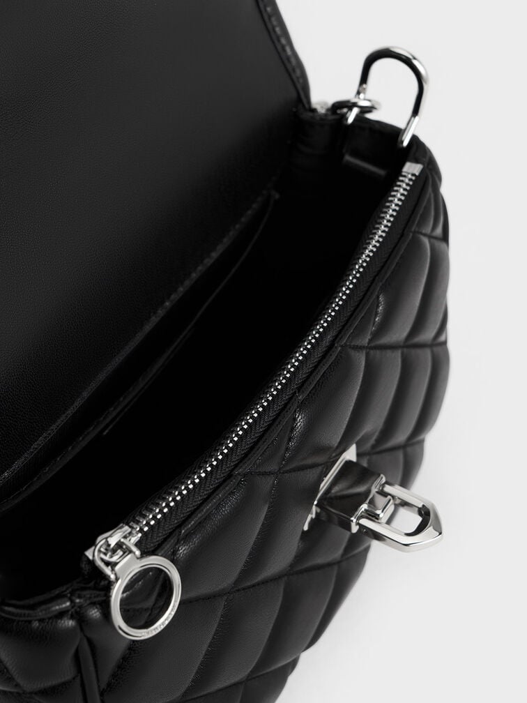 Cressida Quilted Crossbody Bag, Black, hi-res