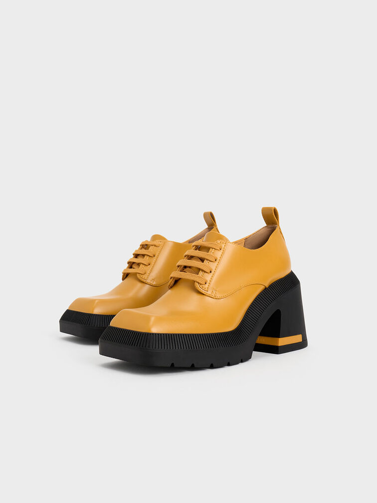 Emery Geometric Chunky Oxfords, Mustard, hi-res