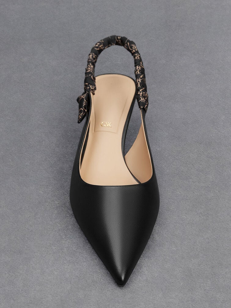 Tully Leather Ruched Print Slingback Pumps, Black, hi-res