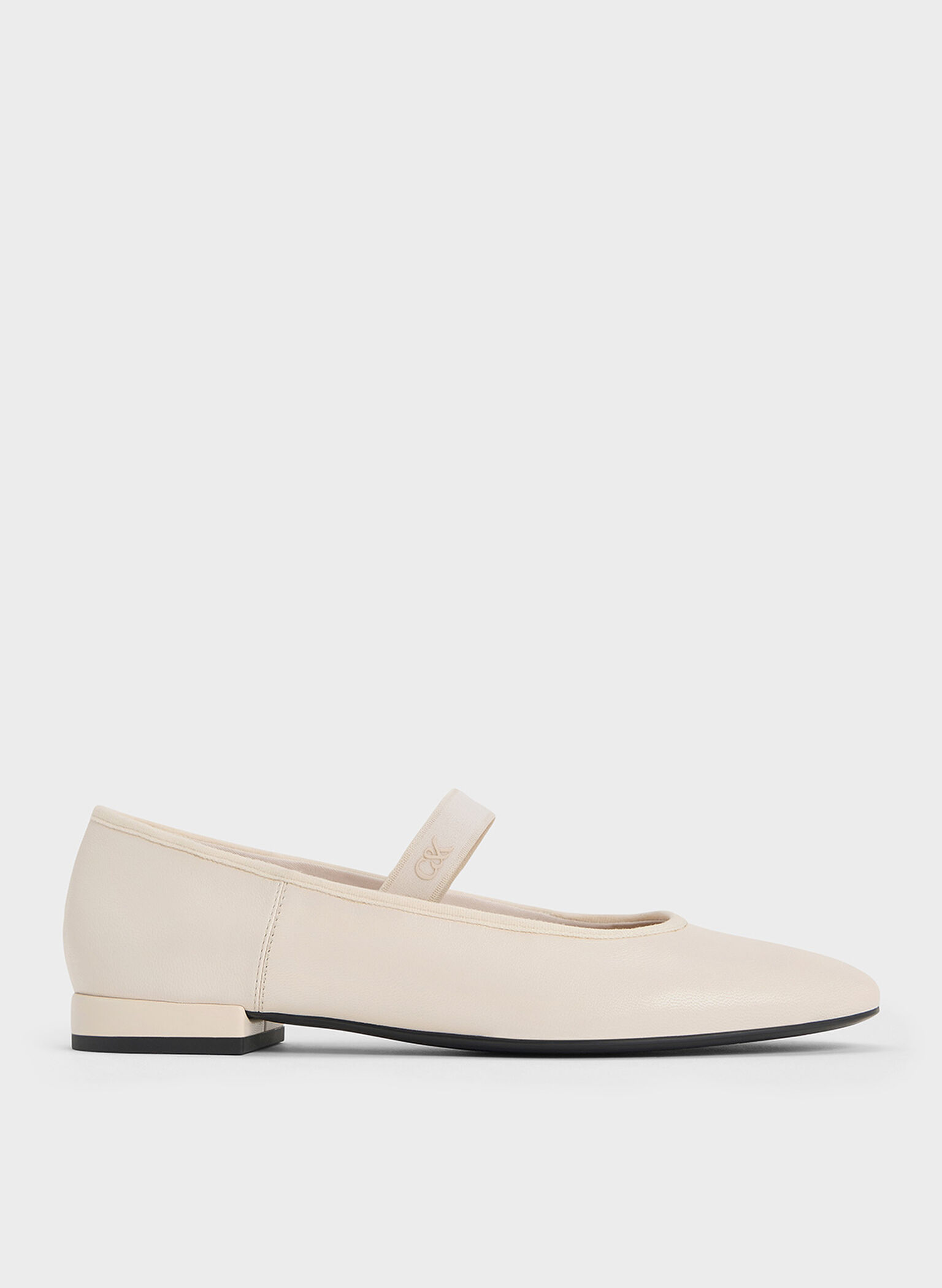 Leather Mary Jane Flats, Chalk, hi-res