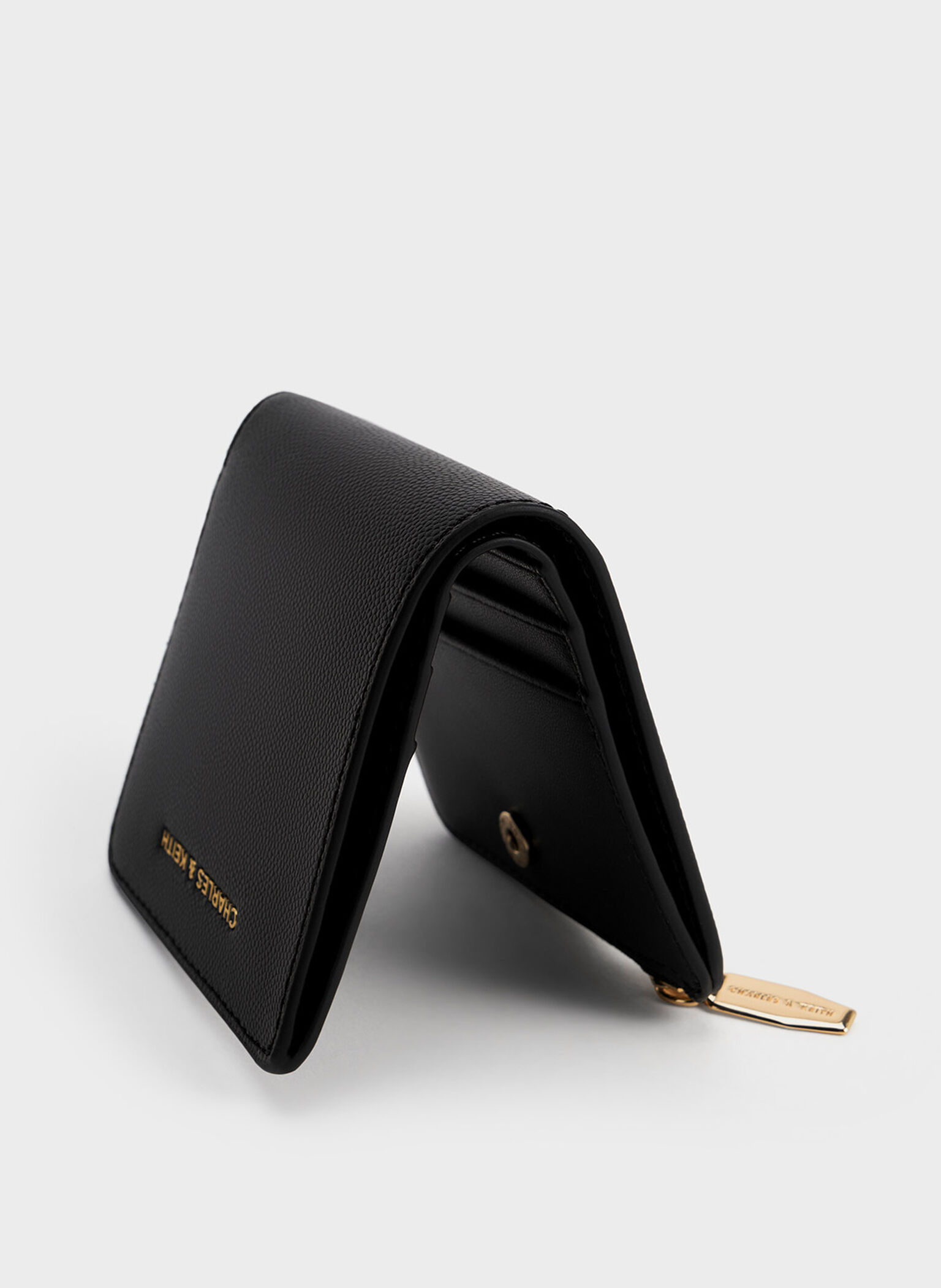 Cartera pequeña con cremallera superior, Negro, hi-res