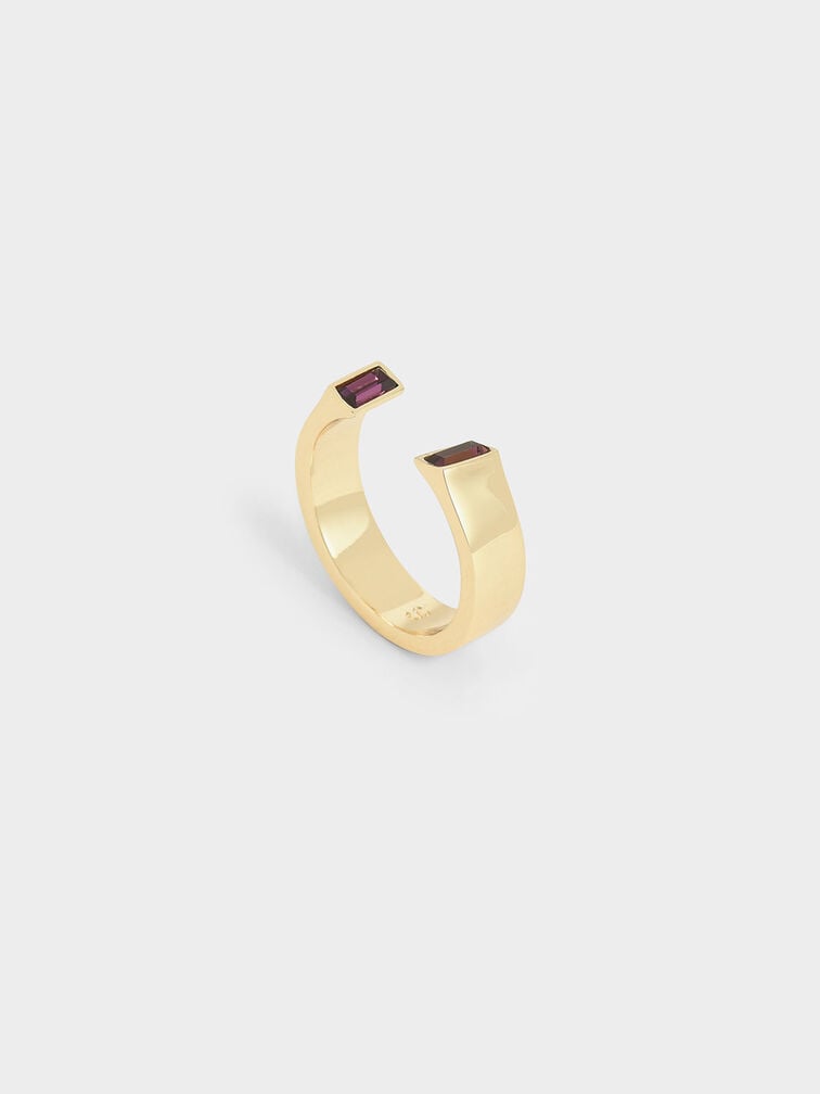 Swarovski® Crystal Open Ring, Gold, hi-res