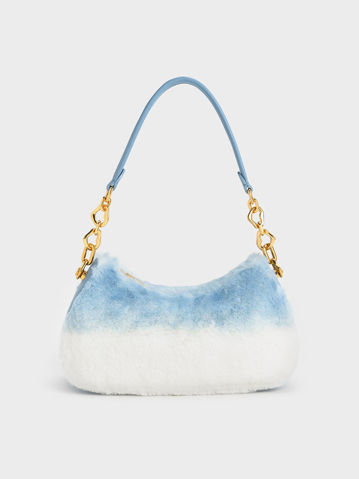 Moira Sculptural Furry Shoulder Bag, Light Blue, hi-res