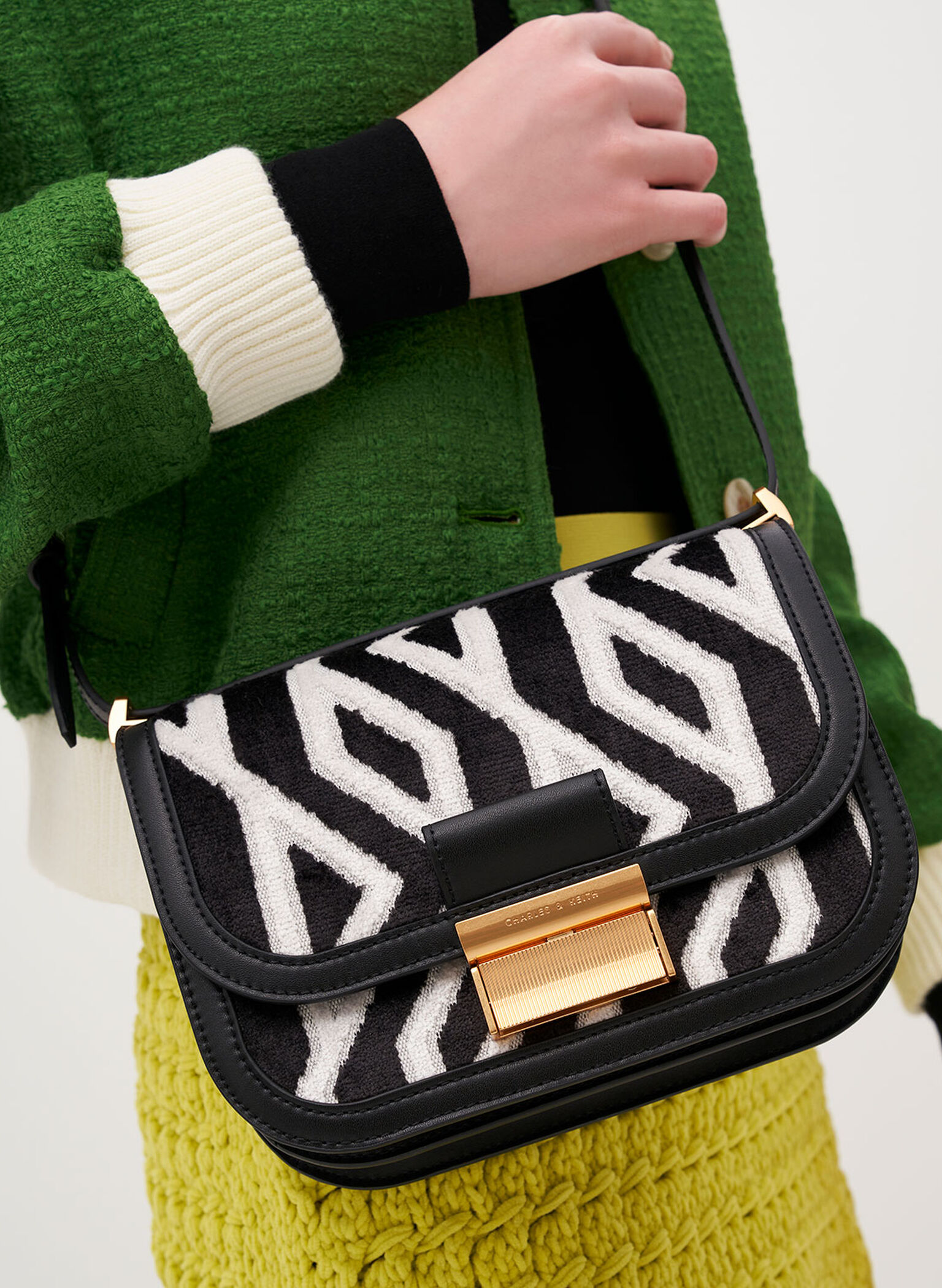 Charlot Jacquard Printed Bag, Black, hi-res