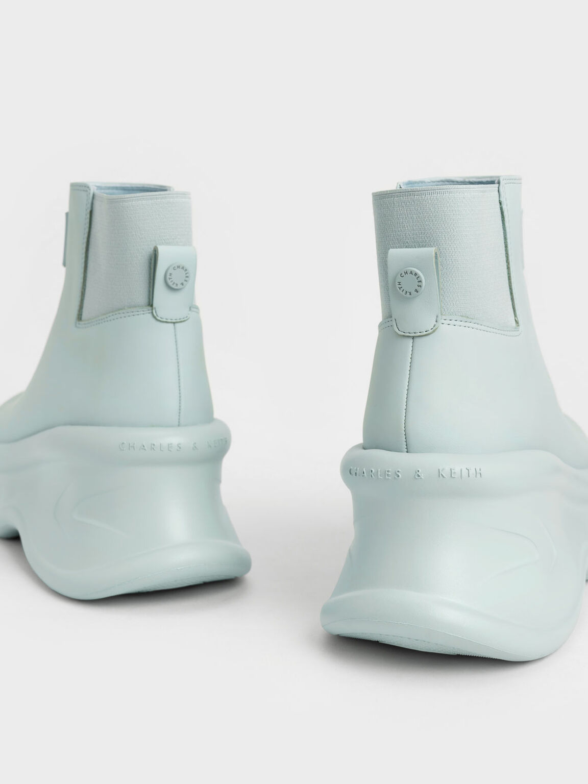 Curved Platform Ankle Boots, Mint Blue, hi-res