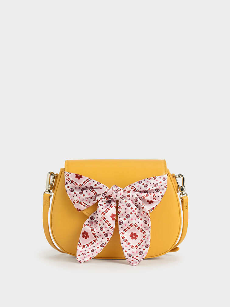 Summer 2020 Responsible Collection: Girls' Bandana Print Bow Crossbody Bag, Yellow, hi-res