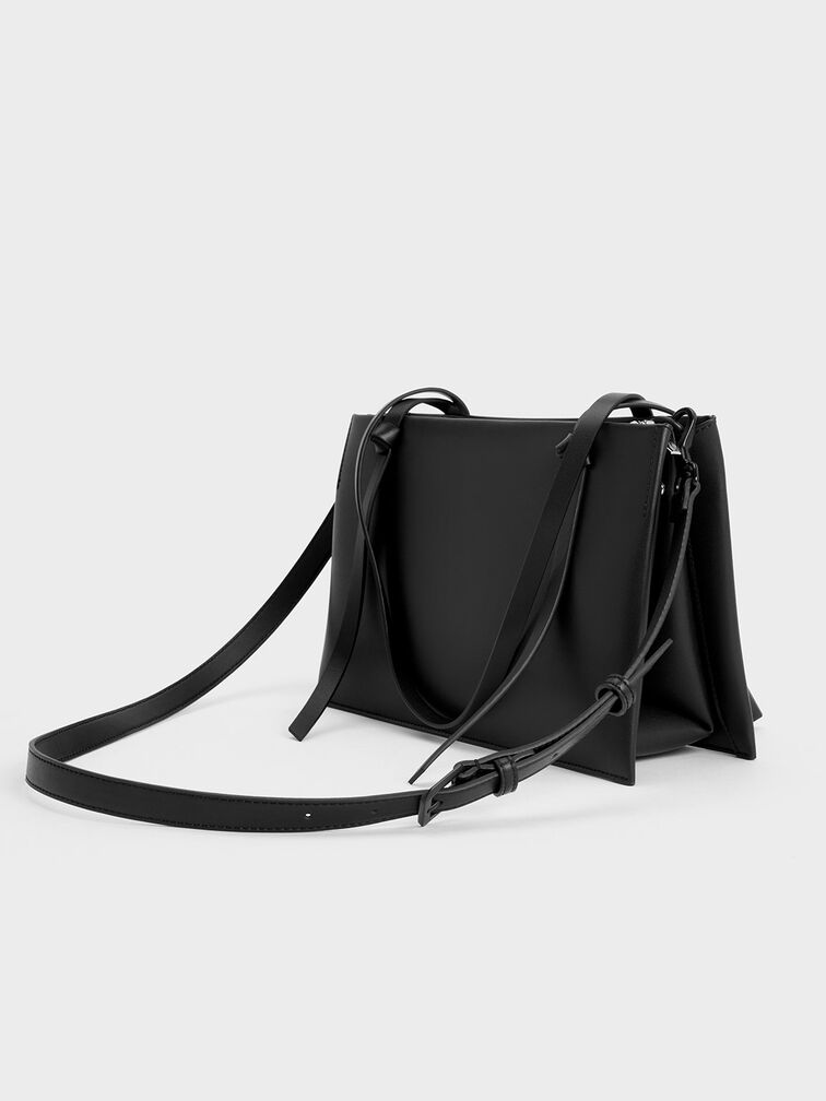 Bolso tote geométrico Midori, Noir, hi-res