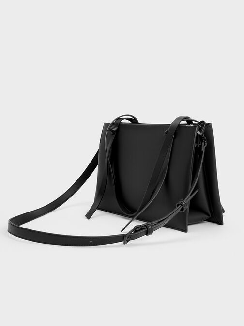 Bolso tote geométrico Midori, Noir, hi-res