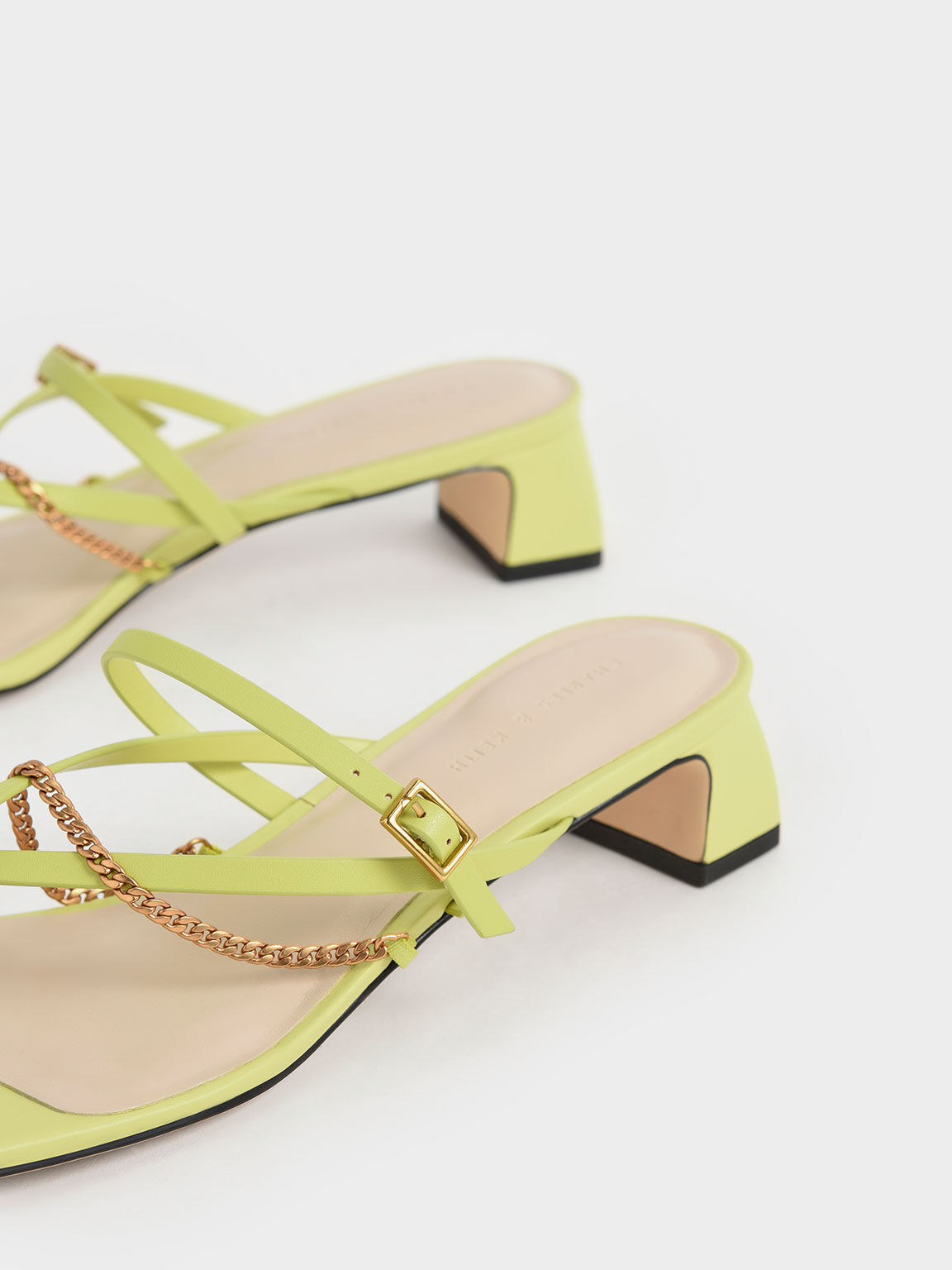 Chain Link Toe-Ring Sandals, Lime, hi-res