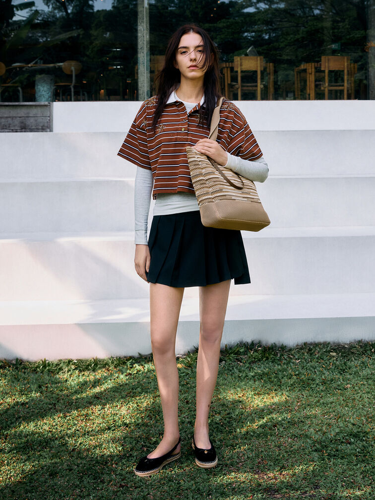 XL Ida Multi-Stripe Knitted Tote Bag, Multi Brown, hi-res