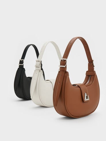 Trice Metallic-Accent Belted Shoulder Bag, Noir, hi-res