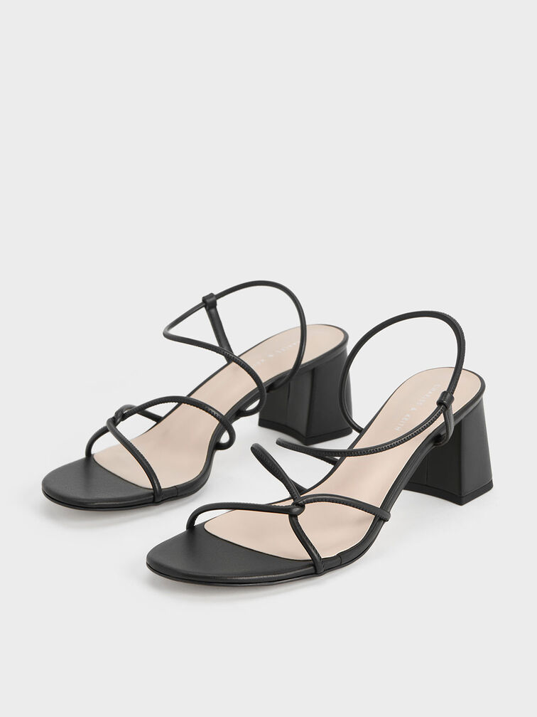 Black Meadow Strappy Block Heel Sandals - CHARLES & KEITH SG