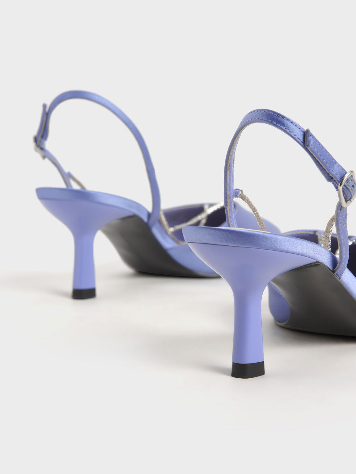 環保材質：細鍊尖頭高跟鞋, 藍色, hi-res