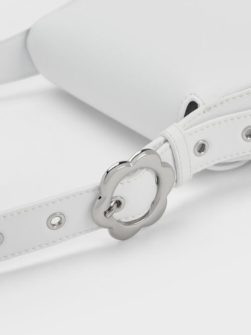 Petra Asymmetrical Front Flap Bag, White, hi-res
