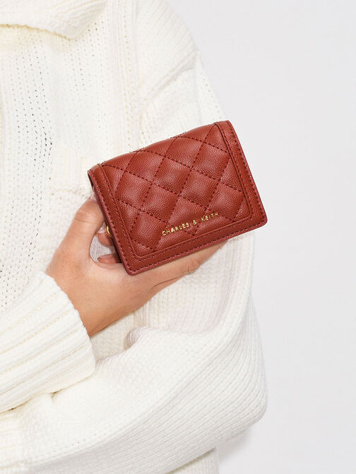 Micaela Quilted Card Holder, Brick, hi-res