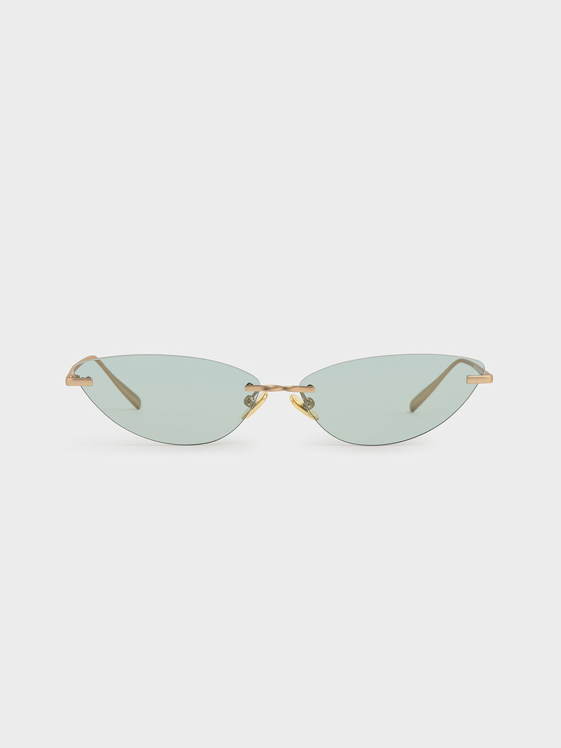 Green Rimless Cat Eye Sunglasses Charles Keith Usd