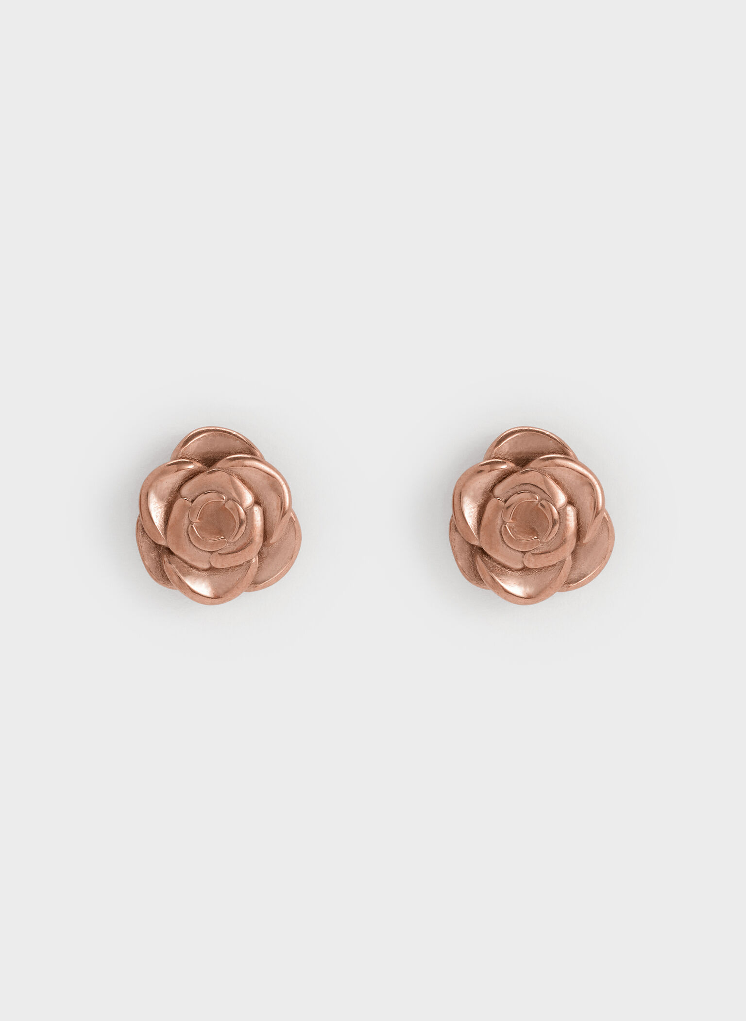 Rosalind Flower Stud Earrings, Brushed Rose Gold, hi-res