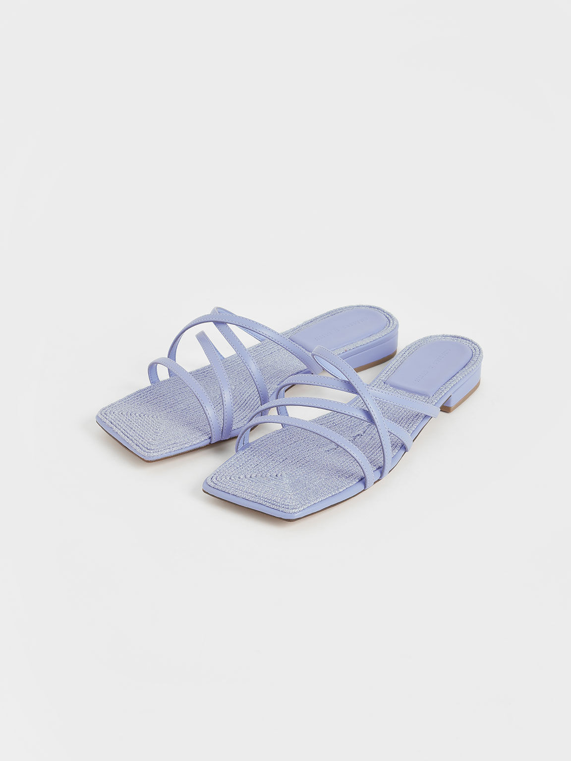 Blue square toe top sandals