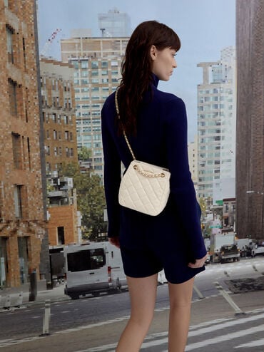 Alva Quilted Braided-Strap Shoulder Bag, Cream, hi-res