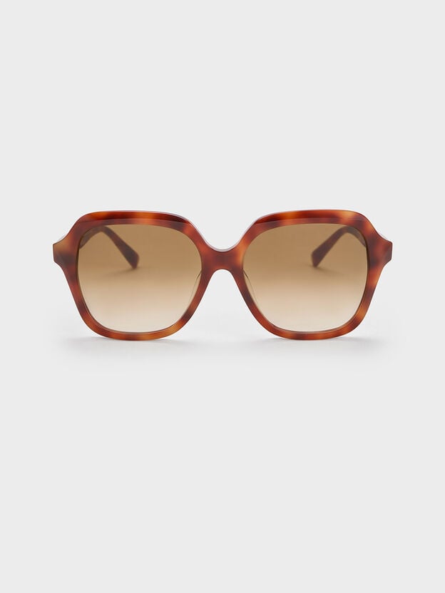 Gafas de sol cuadrado ancho de acetato reciclado carey, Nacar, hi-res