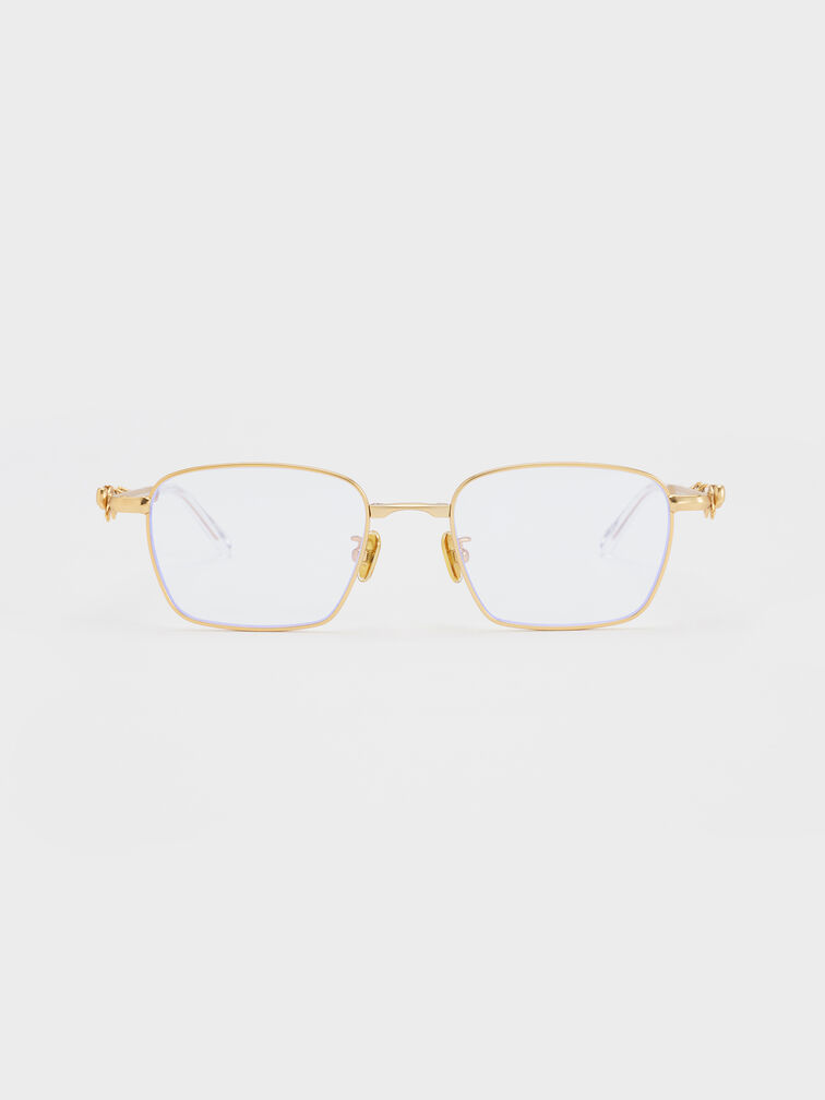 Paige Clear Rectangular Sunglasses, Brush Gold, hi-res