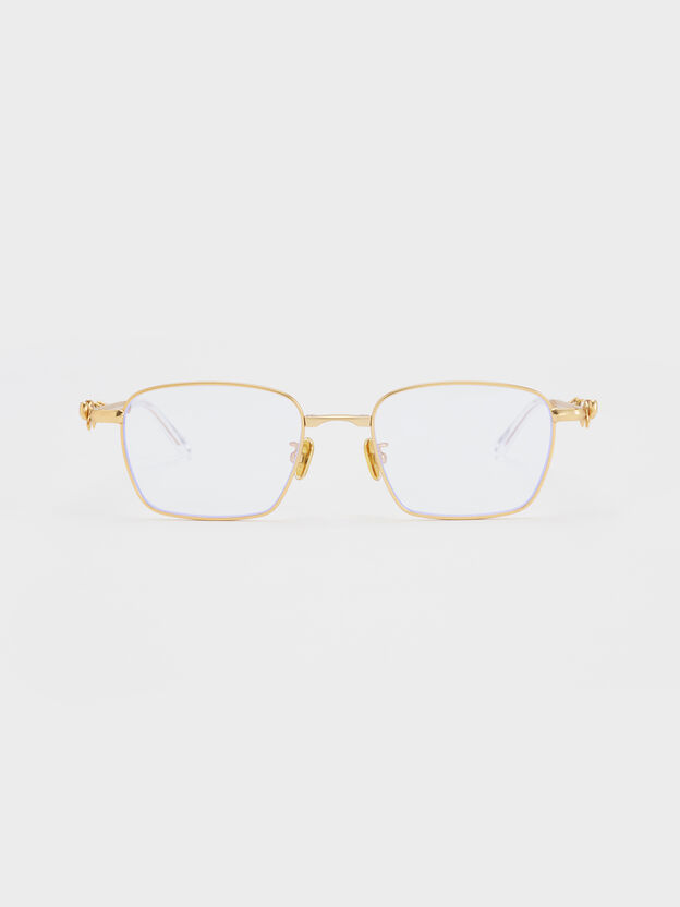 Paige Clear Rectangular Sunglasses, Brush Gold, hi-res