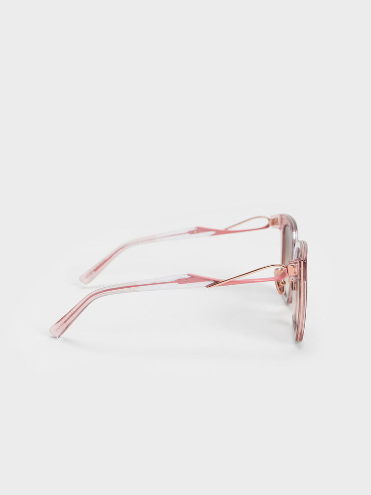 Gafas de sol cuadradas de acetato y alambre, Rosa, hi-res