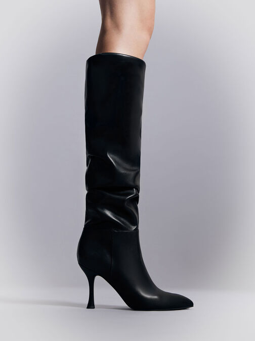 Aster Ruched Knee-High Boots, Black, hi-res