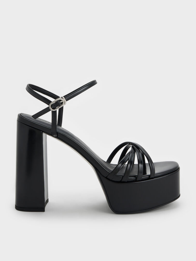 Georgina Ankle-Strap Platform Sandals, Black Box, hi-res