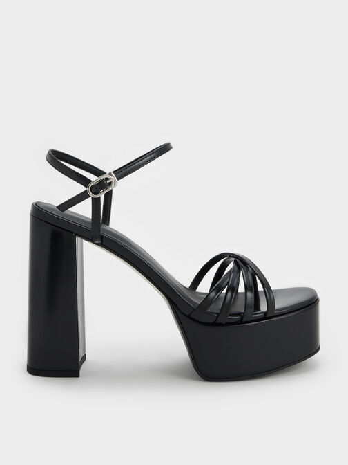 Georgina Ankle-Strap Platform Sandals, Black Box, hi-res