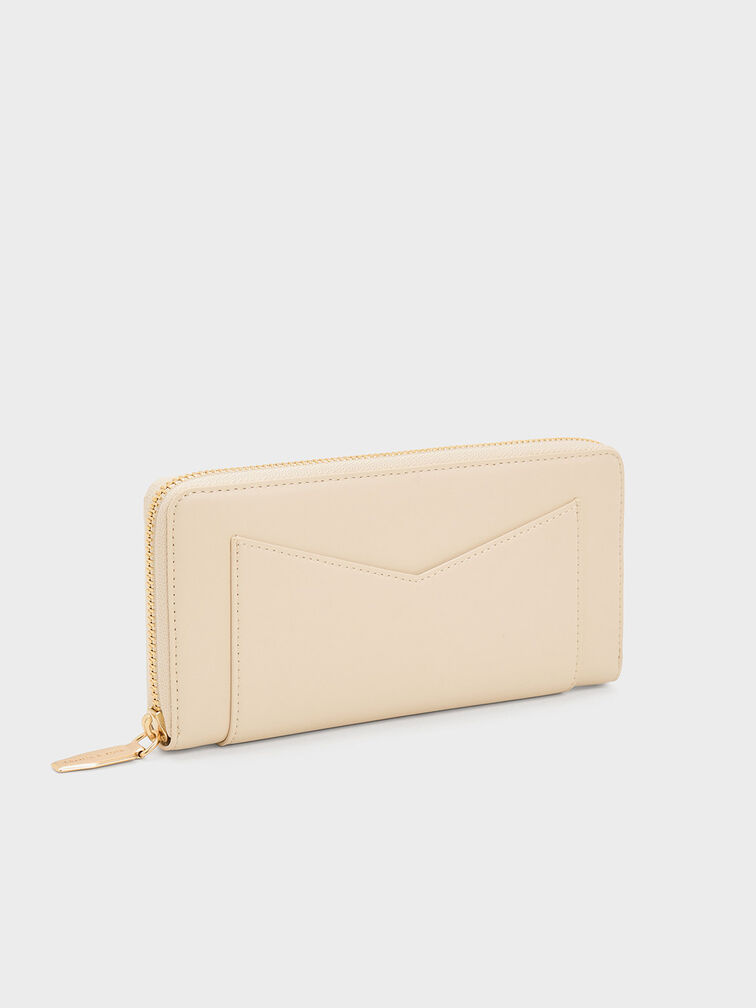 Cartera Gaia con cremallera, Beige, hi-res