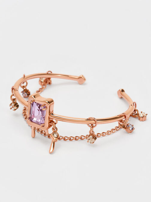 Zira Crystal Charm Cuff Bracelet, Rose Gold, hi-res