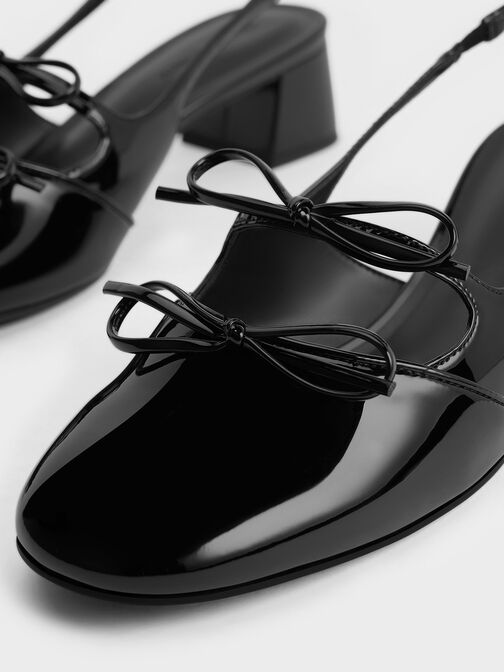 Dorri Double-Bow Slingback Pumps, Black Patent, hi-res