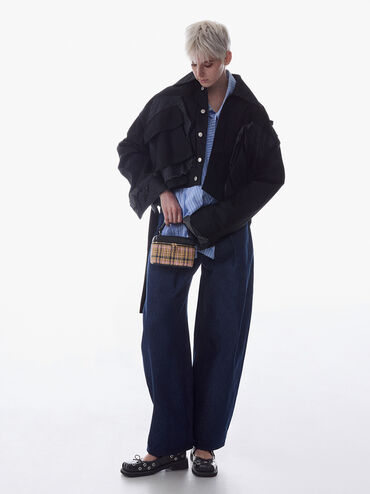 Arwen Tartan Top Handle Vanity Bag, Tartan Straw, hi-res