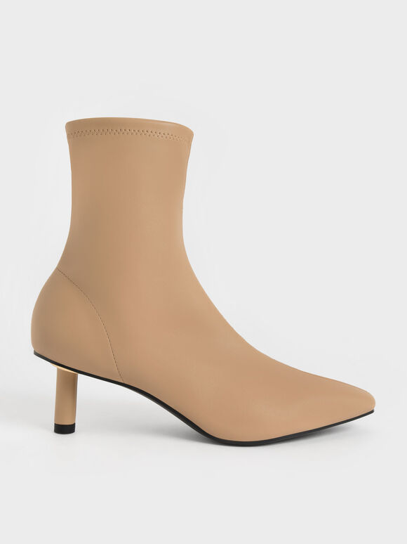 Cylindrical Heel Ankle Boots, Sand, hi-res